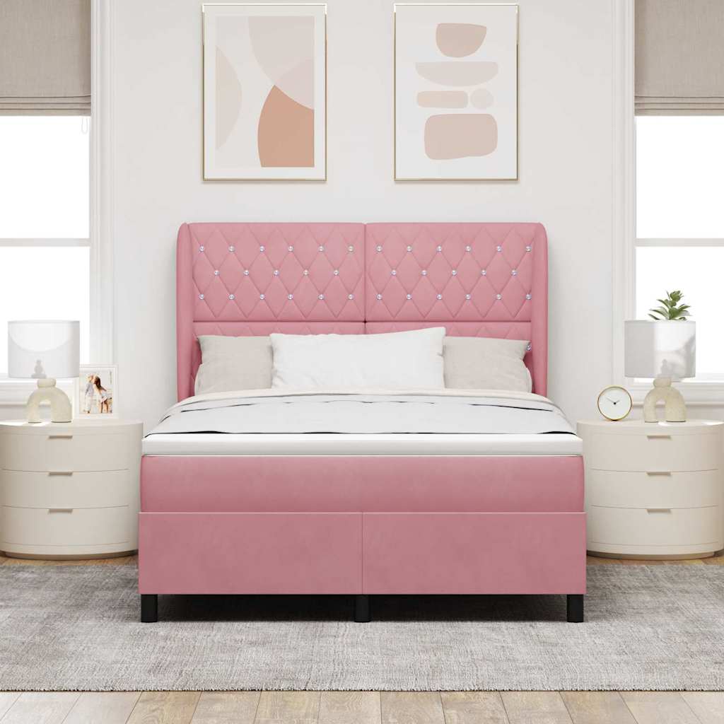 Box spring seng med madras Lyserød 200 x 160 cm Fløjl
