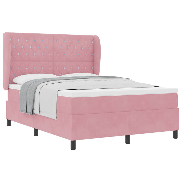 Box spring seng med madras Lyserød 200 x 160 cm Fløjl