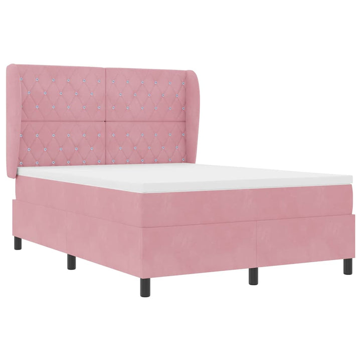Box spring seng med madras Lyserød 200 x 160 cm Fløjl