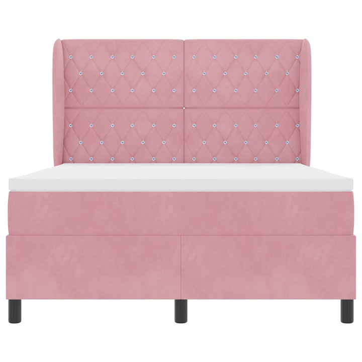 Box spring seng med madras Lyserød 200 x 160 cm Fløjl