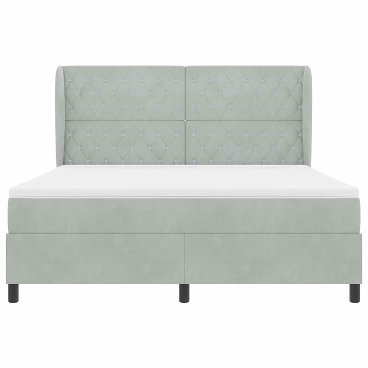 Box spring seng med madras Lysegrå 200 x 180 cm Fløjl