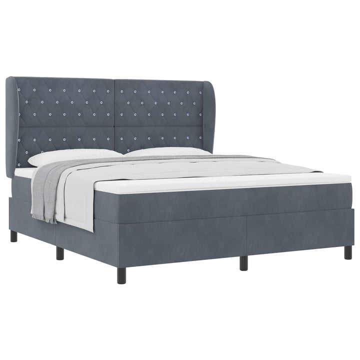 Box spring seng med hovedgærde Mørkegrå 200 x 180 cm Fløjl