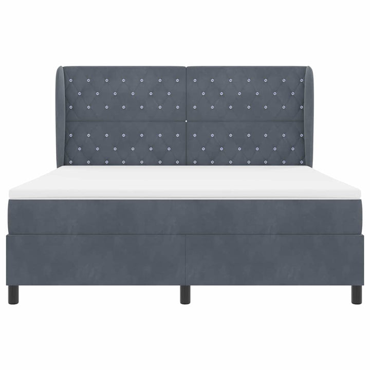 Box spring seng med hovedgærde Mørkegrå 200 x 180 cm Fløjl