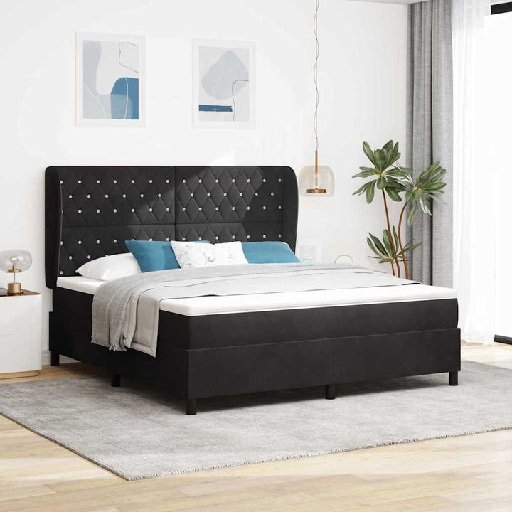 Box spring seng med madras Sort 200 x 180 cm Fløjl