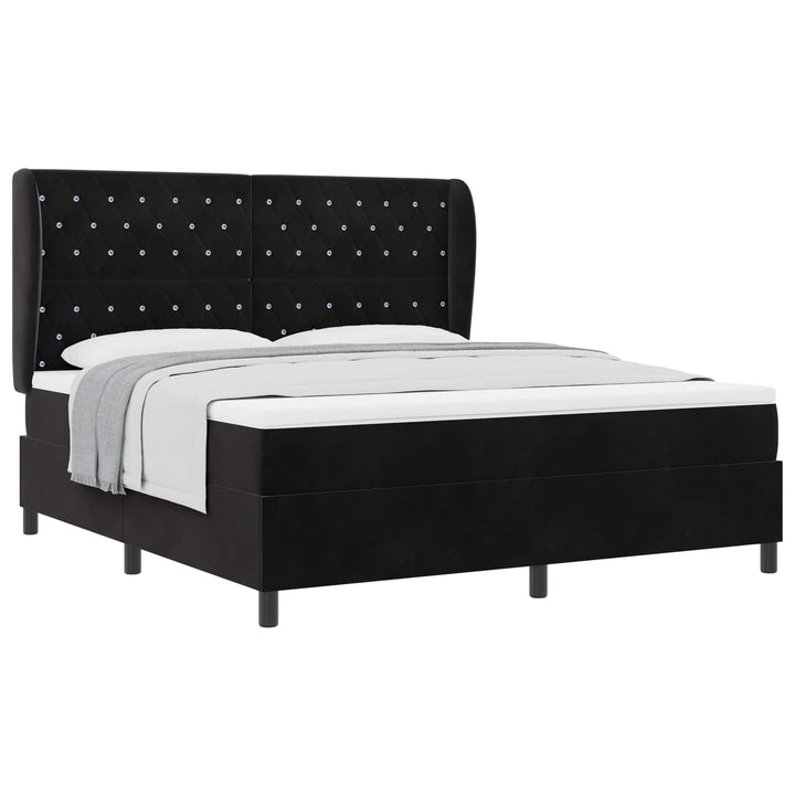 Box spring seng med madras Sort 200 x 180 cm Fløjl