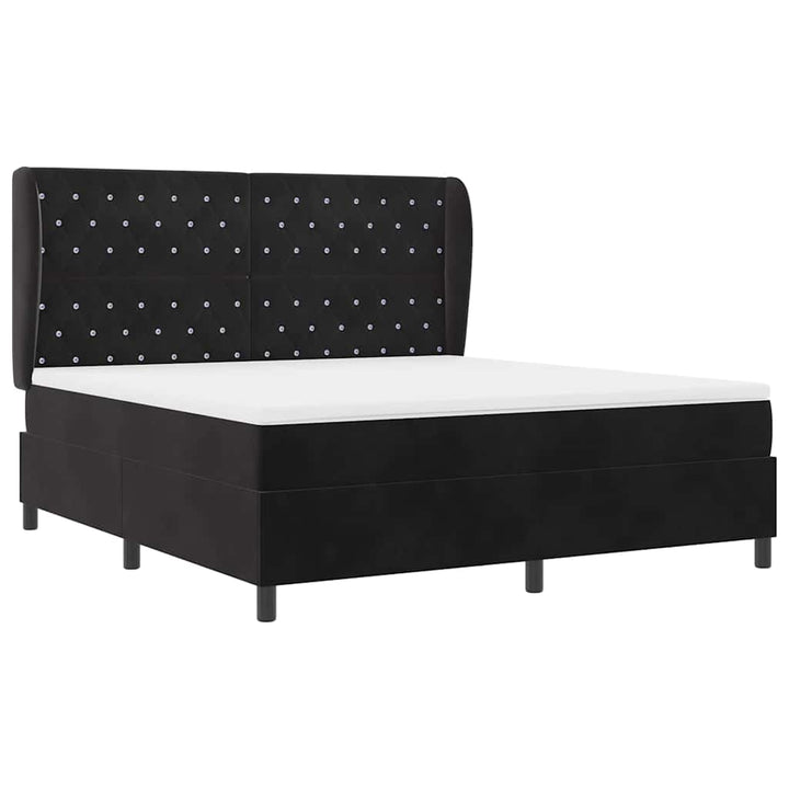 Box spring seng med madras Sort 200 x 180 cm Fløjl
