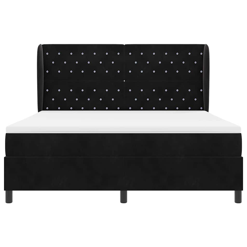Box spring seng med madras Sort 200 x 180 cm Fløjl