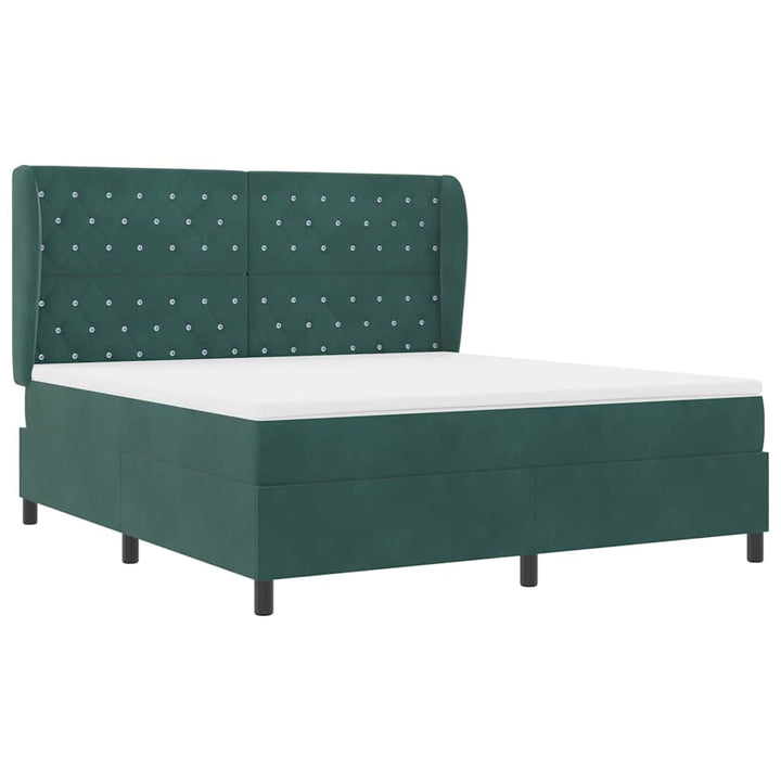 Box spring seng med madras Mørkegrøn 200 x 180 cm Fløjl
