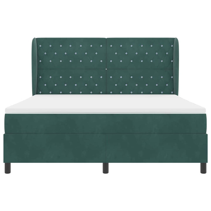 Box spring seng med madras Mørkegrøn 200 x 180 cm Fløjl