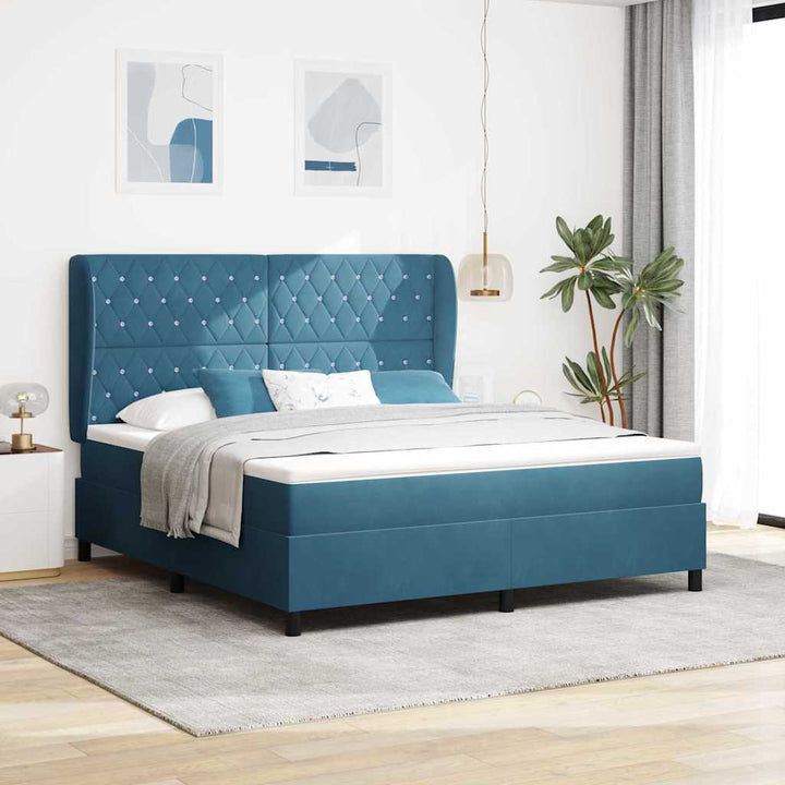 Box spring seng med madras Mørk blå 200 x 180 cm Fløjl