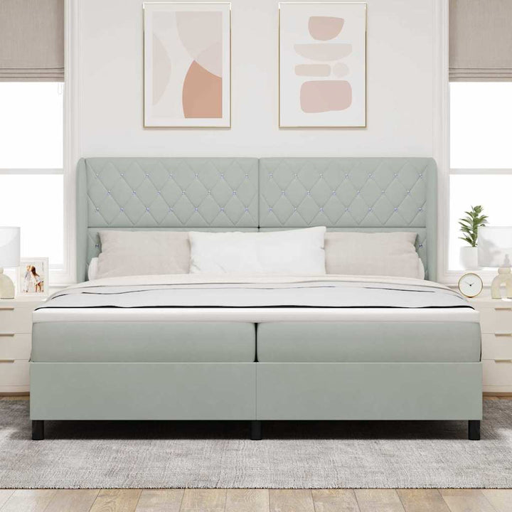 Box spring seng med madras Lysegrå 200 x 200 cm Fløjl