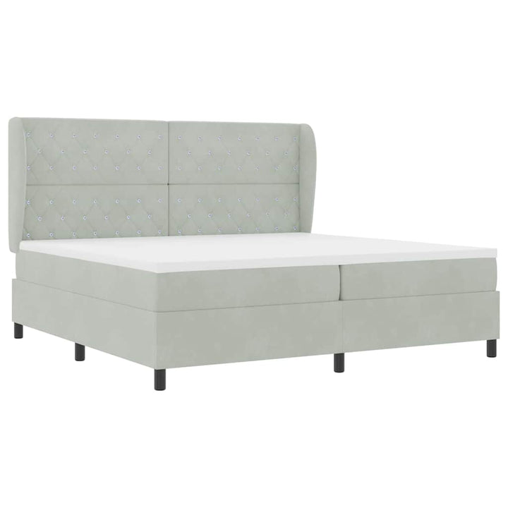 Box spring seng med madras Lysegrå 200 x 200 cm Fløjl