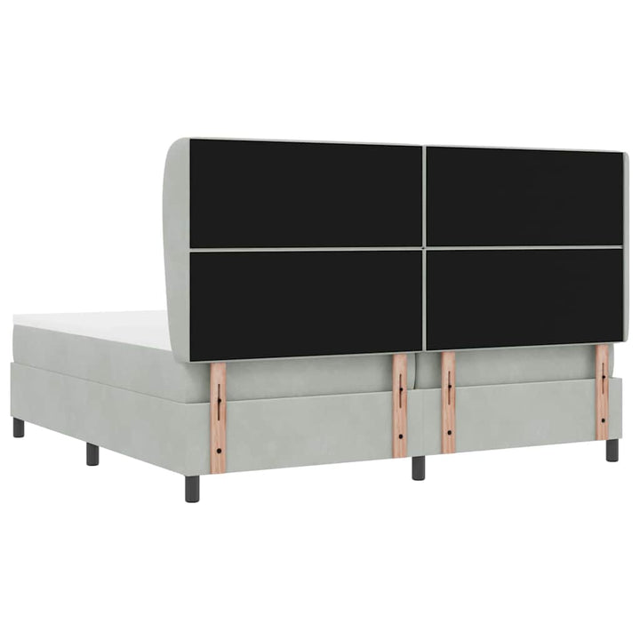 Box spring seng med madras Lysegrå 200 x 200 cm Fløjl