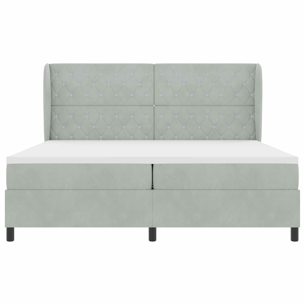 Box spring seng med madras Lysegrå 200 x 200 cm Fløjl