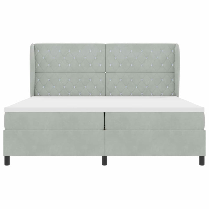 Box spring seng med madras Lysegrå 200 x 200 cm Fløjl