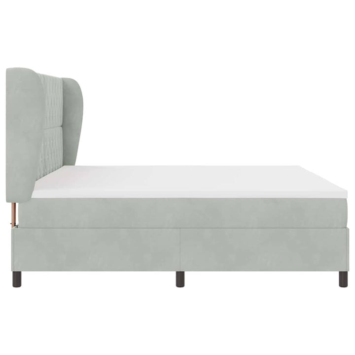 Box spring seng med madras Lysegrå 200 x 200 cm Fløjl
