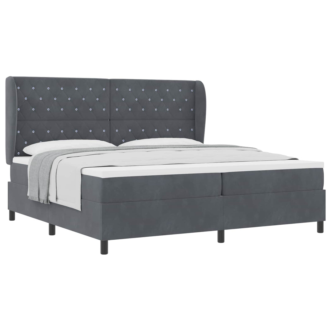 Box spring seng med madras Mørkegrå 200 x 200 cm Fløjl