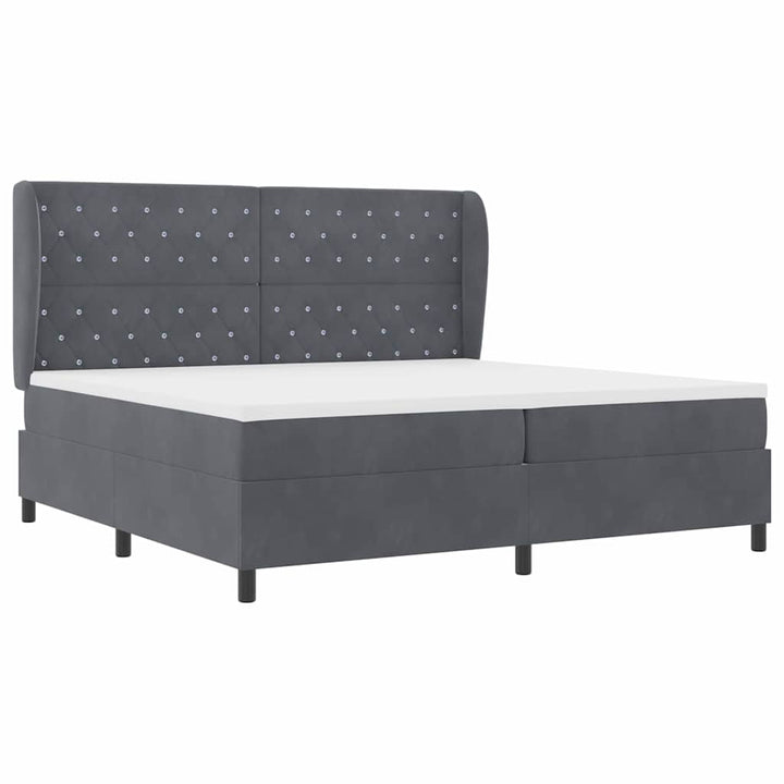 Box spring seng med madras Mørkegrå 200 x 200 cm Fløjl