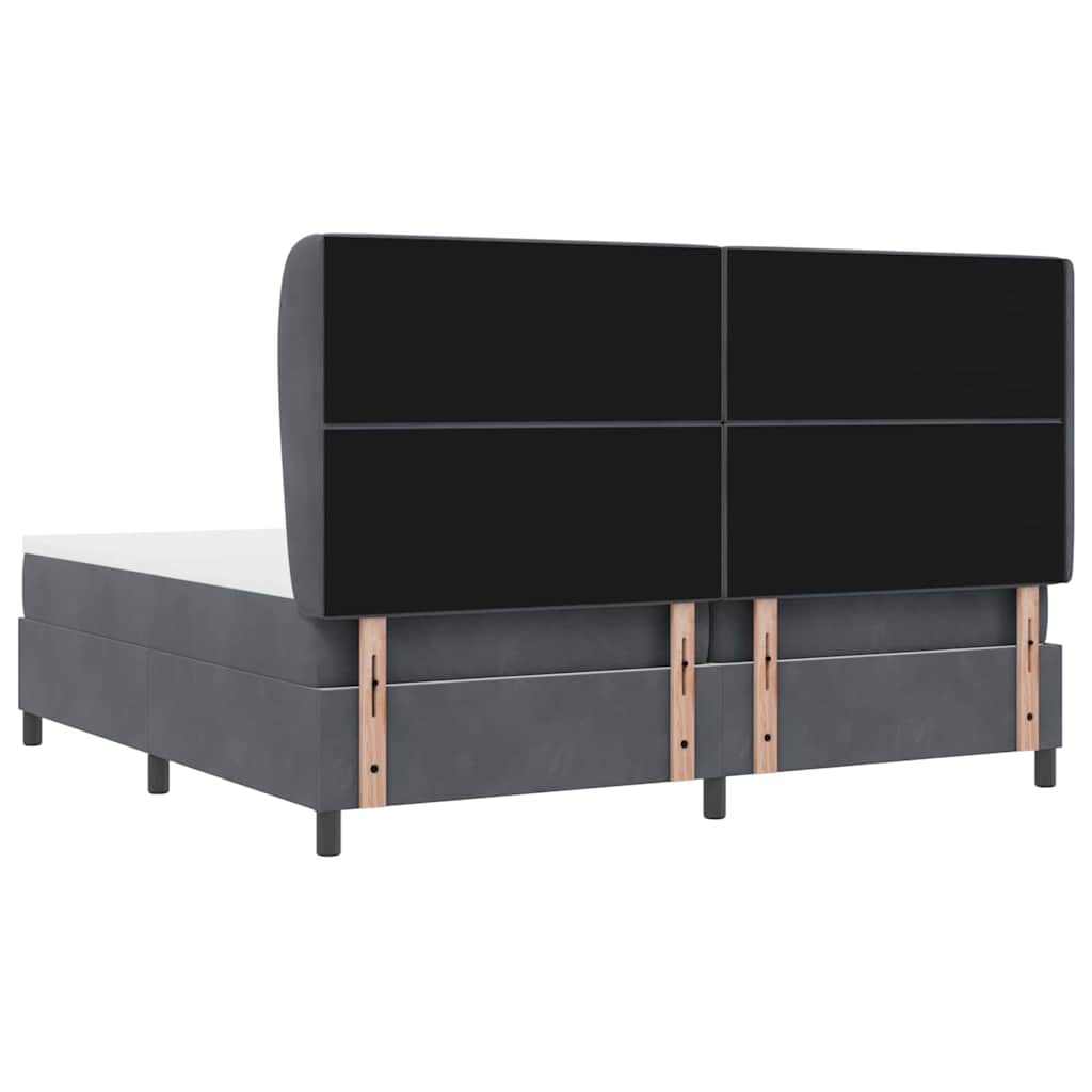 Box spring seng med madras Mørkegrå 200 x 200 cm Fløjl