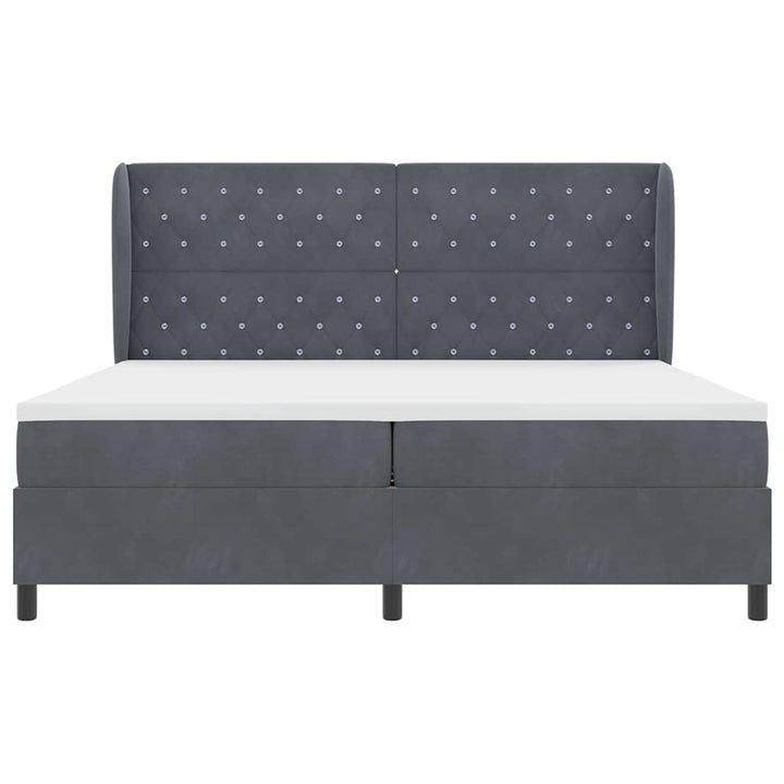 Box spring seng med madras Mørkegrå 200 x 200 cm Fløjl