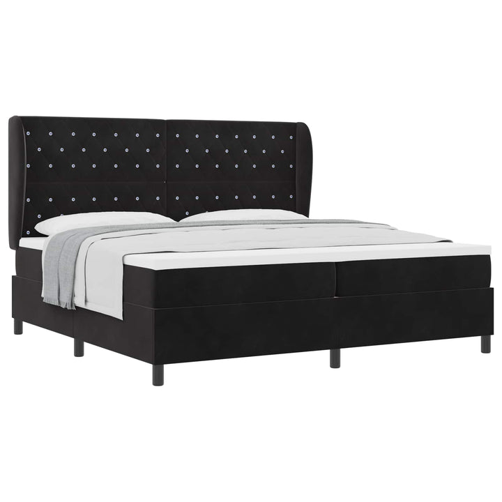 Box spring seng med madras Sort 200 x 200 cm Fløjl