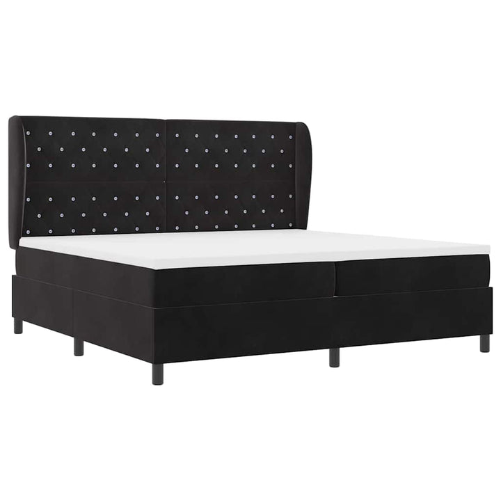 Box spring seng med madras Sort 200 x 200 cm Fløjl