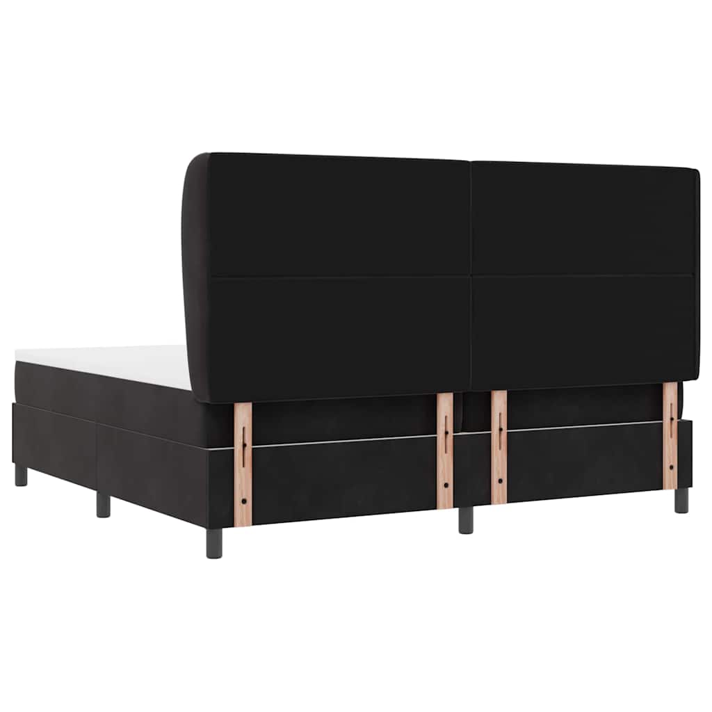 Box spring seng med madras Sort 200 x 200 cm Fløjl