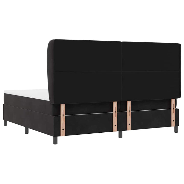 Box spring seng med madras Sort 200 x 200 cm Fløjl