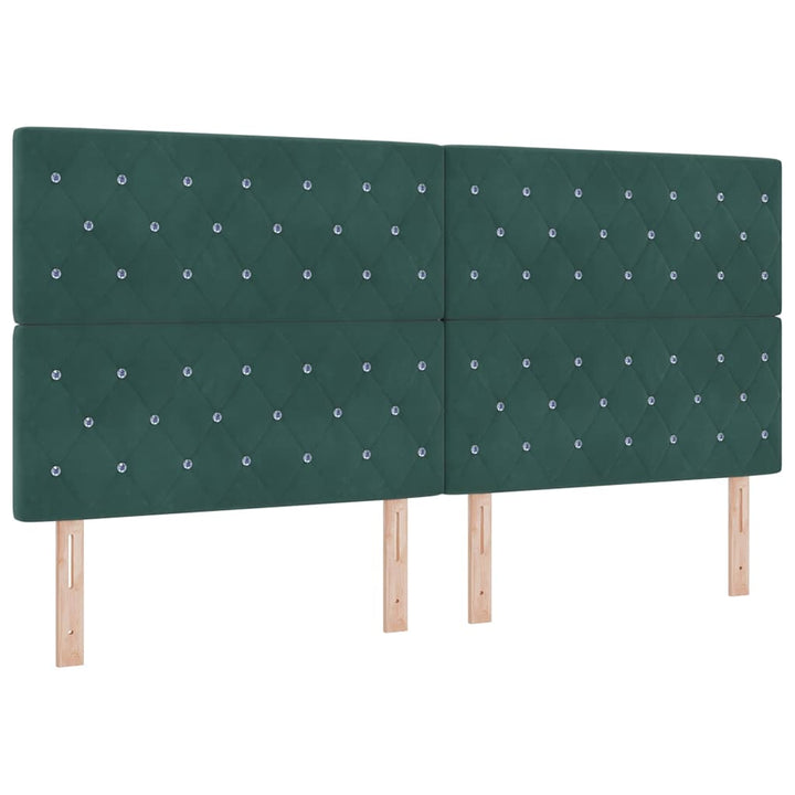 Box spring seng med hovedgærde Mørkegrøn 200 x 200 cm Fløjl