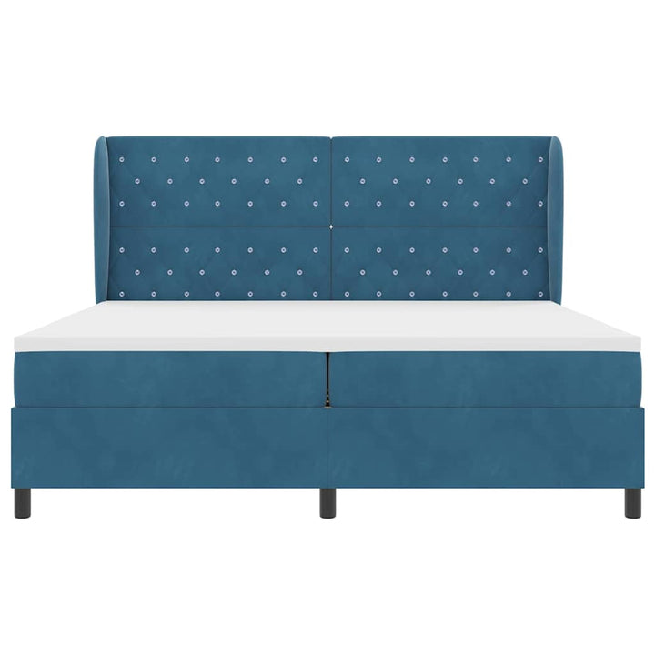 Box spring seng med madras Mørk blå 200 x 200 cm Fløjl