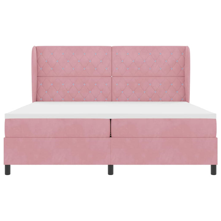Box spring seng med hovedgærde Lyserød 200 x 200 cm Fløjl