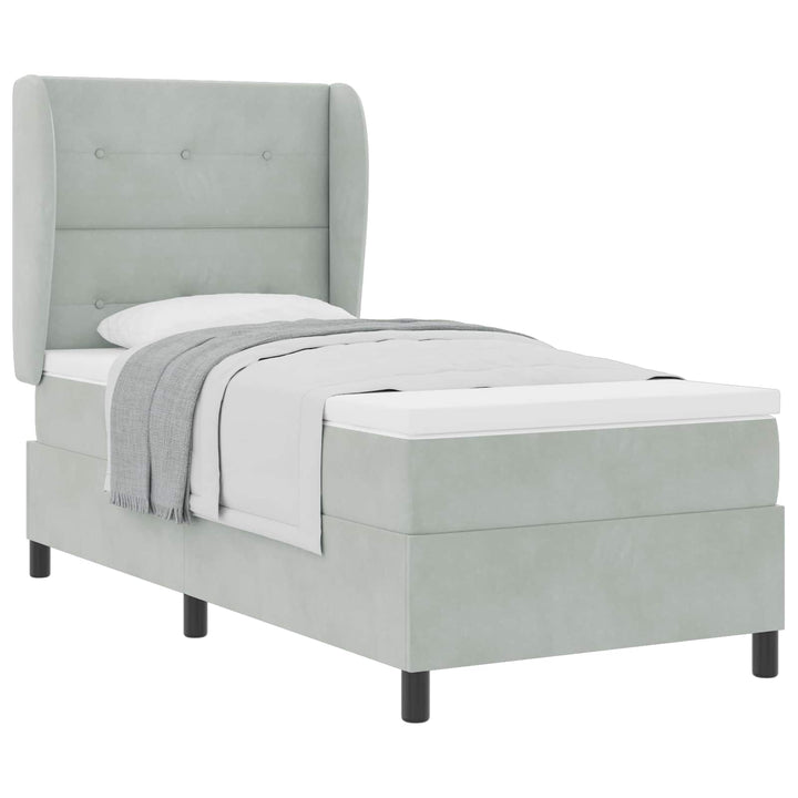 Box spring seng med madras Lysegrå 200 x 80 cm Fløjl