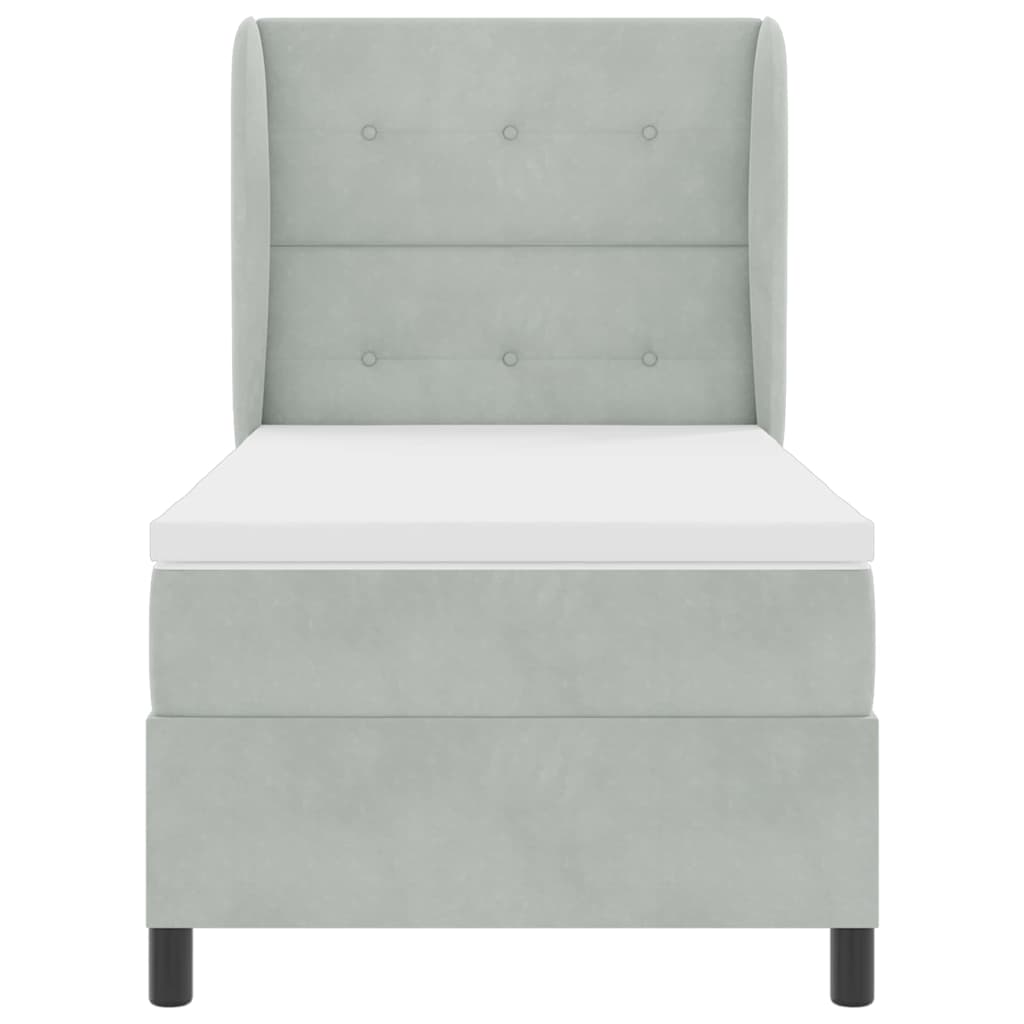 Box spring seng med madras Lysegrå 200 x 80 cm Fløjl