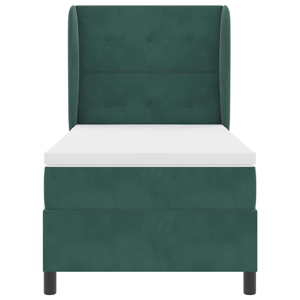 Box spring seng med hovedgærde Mørkegrøn 200 x 80 cm Fløjl