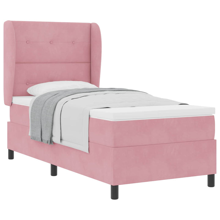 Box spring seng med madras Lyserød 190 x 90 cm Fløjl