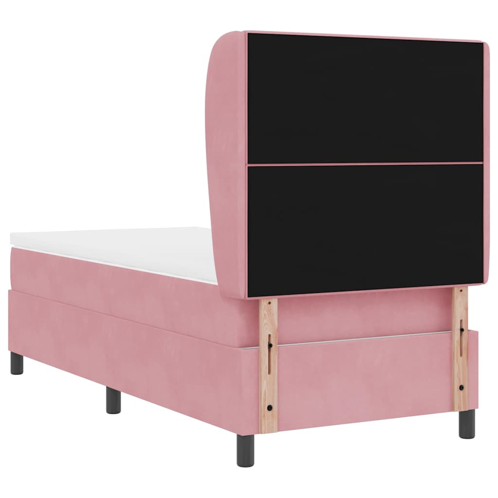 Box spring seng med madras Lyserød 190 x 90 cm Fløjl