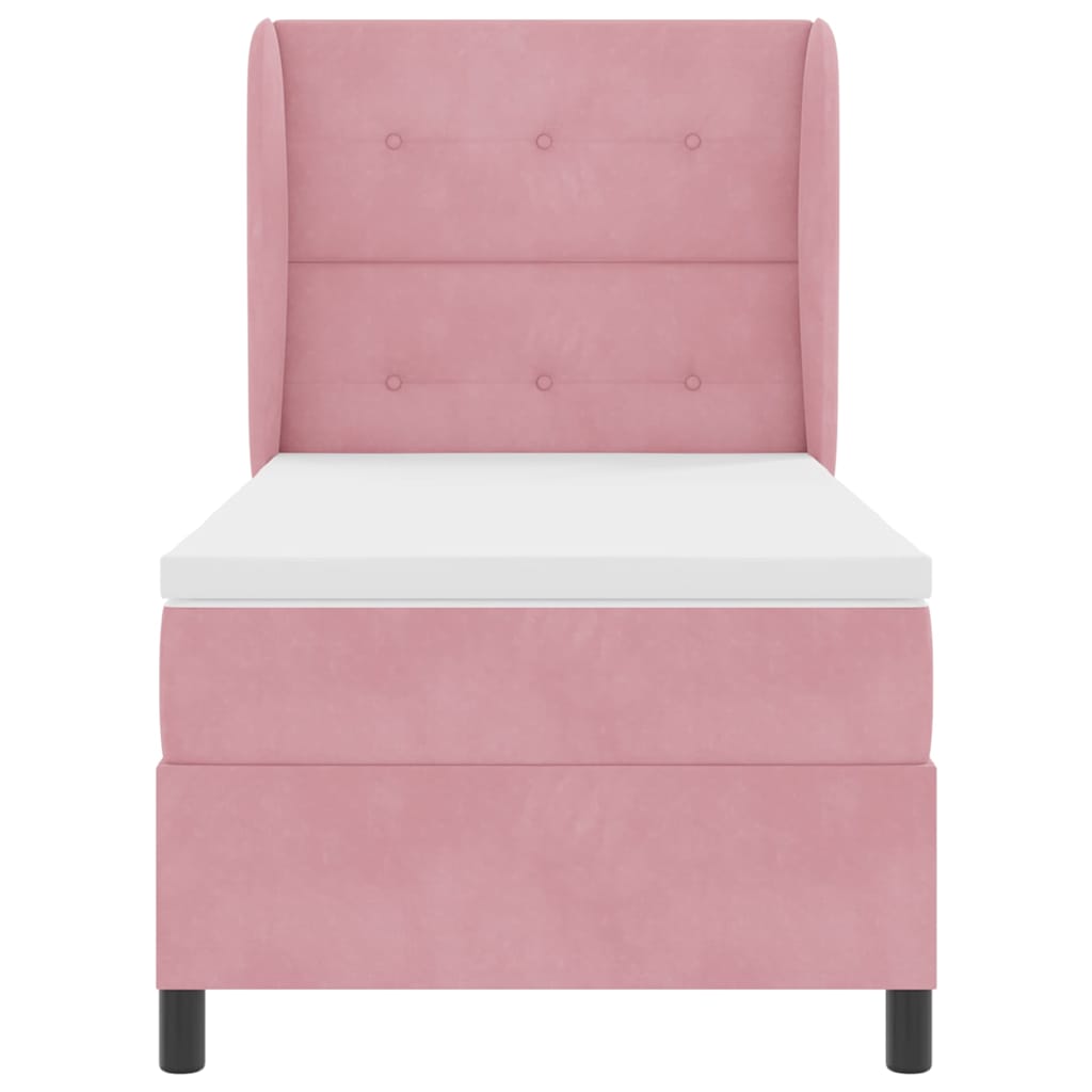 Box spring seng med madras Lyserød 190 x 90 cm Fløjl