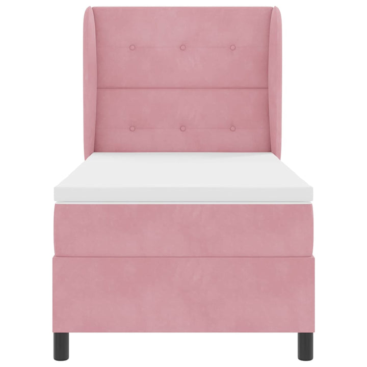 Box spring seng med madras Lyserød 190 x 90 cm Fløjl