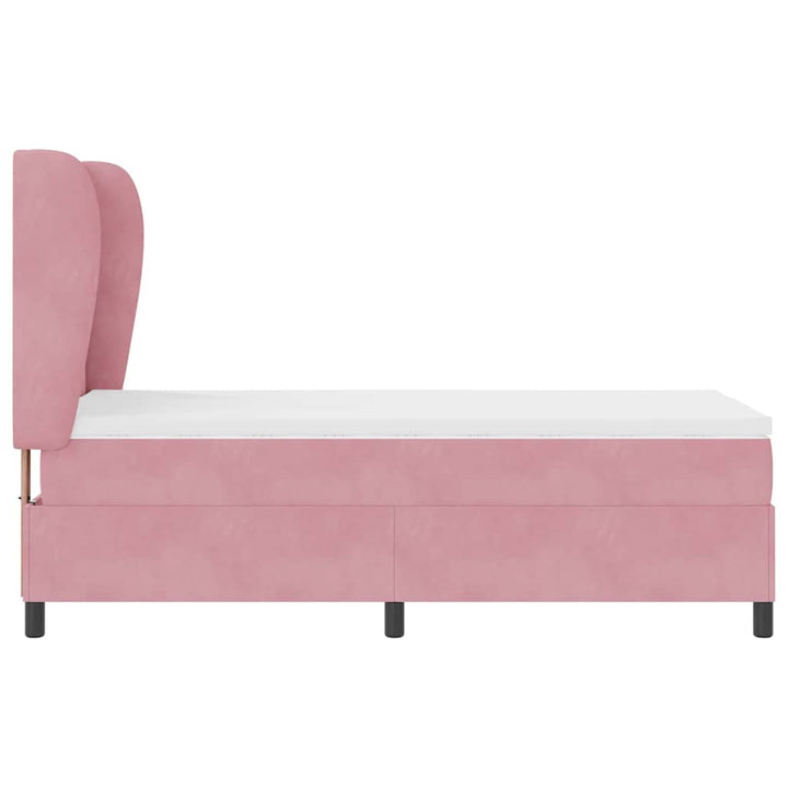Box spring seng med madras Lyserød 190 x 90 cm Fløjl