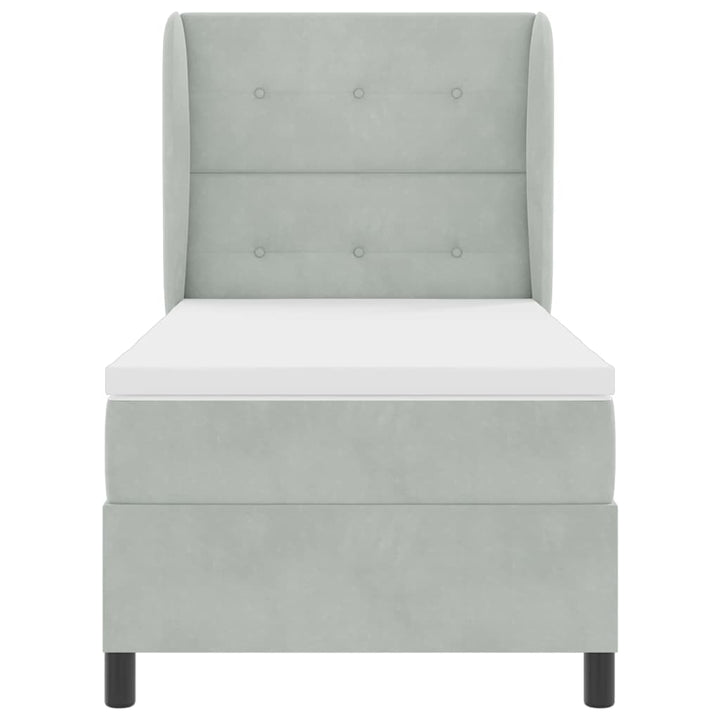 Box spring seng med madras Lysegrå 200 x 90 cm Fløjl