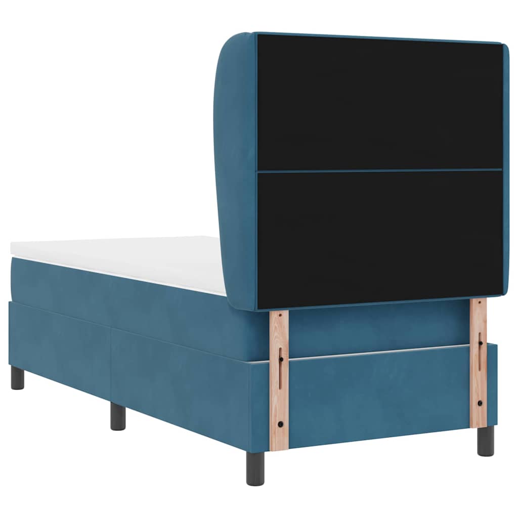 Box spring seng med madras Mørk blå 200 x 90 cm Fløjl