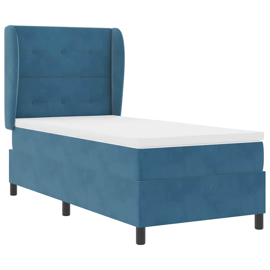 Box spring seng med madras Mørk blå 200 x 100 cm Fløjl