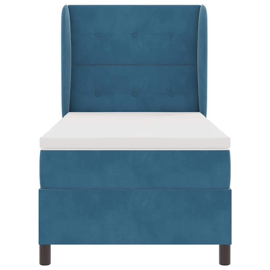 Box spring seng med madras Mørk blå 200 x 100 cm Fløjl