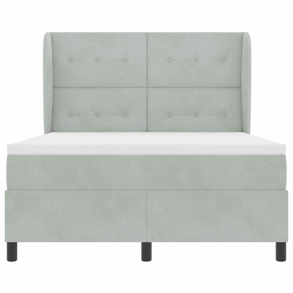Box spring seng med madras Lysegrå 190 x 140 cm Fløjl