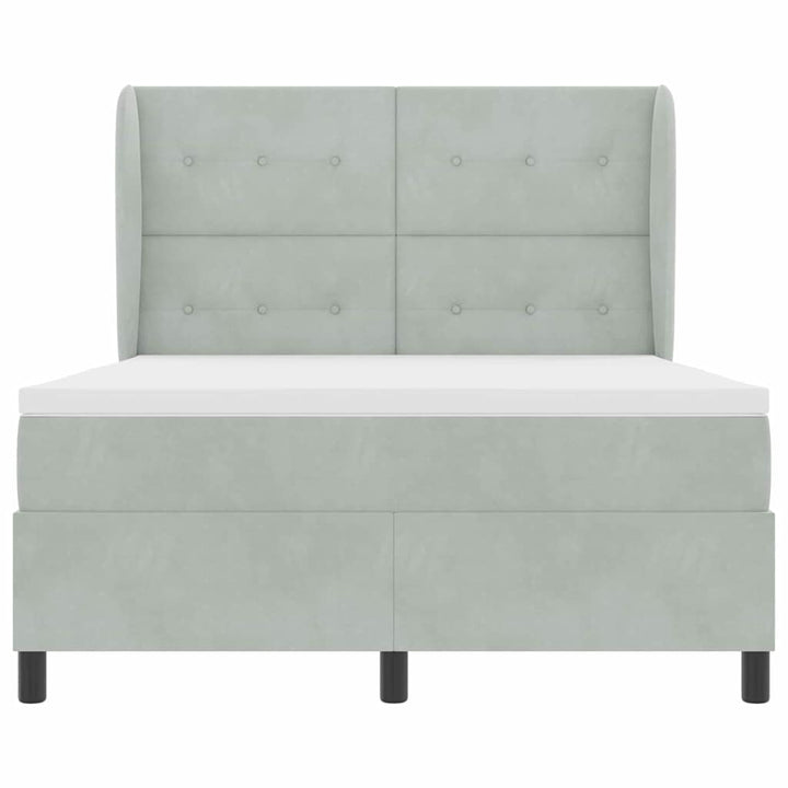 Box spring seng med madras Lysegrå 190 x 140 cm Fløjl