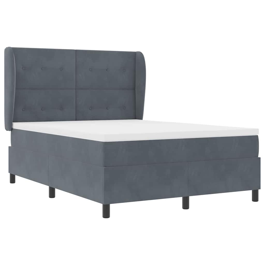 Box spring seng med madras Mørkegrå 190 x 140 cm Fløjl