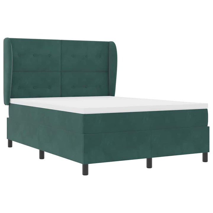 Box spring seng med hovedgærde Mørkegrøn 190 x 140 cm Fløjl
