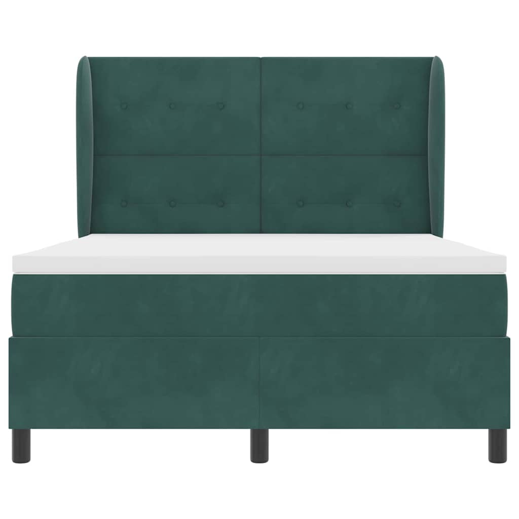 Box spring seng med hovedgærde Mørkegrøn 190 x 140 cm Fløjl