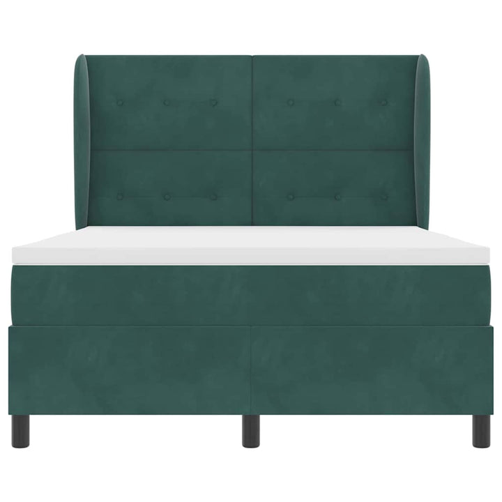 Box spring seng med hovedgærde Mørkegrøn 190 x 140 cm Fløjl