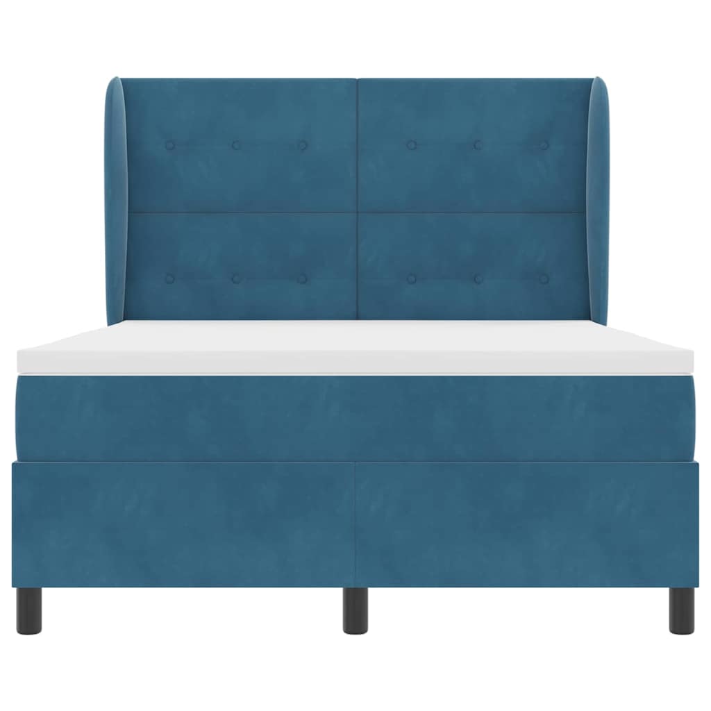 Box spring seng med madras Mørk blå 190 x 140 cm Fløjl